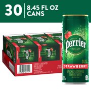 Perrier Strawberry Flavored Sparkling Water, 253.5 fl oz, 30 Pack Slim Cans