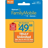 Walmart Family Mobile $49.88 TRULY Unlimited Monthly Plan & 5GB of mobile hotspot included (Email Delivery)