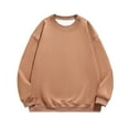 thumbnail image 2 of Virmaxy Men's Solid Color Crew Neck Sweatshirt Drawstring Pullover Sweatshirt Long Sleeve Tops Long Sleeve Crew Neck Tops/Shirts Coffee M, 2 of 4