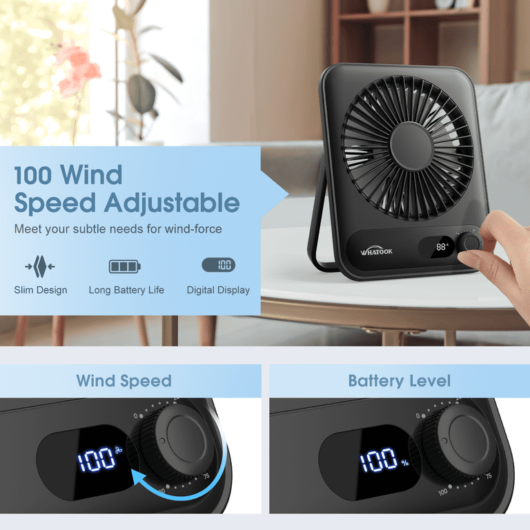 Teblint Rechargeable Personal Fan, 100 Speeds With Display photo 4