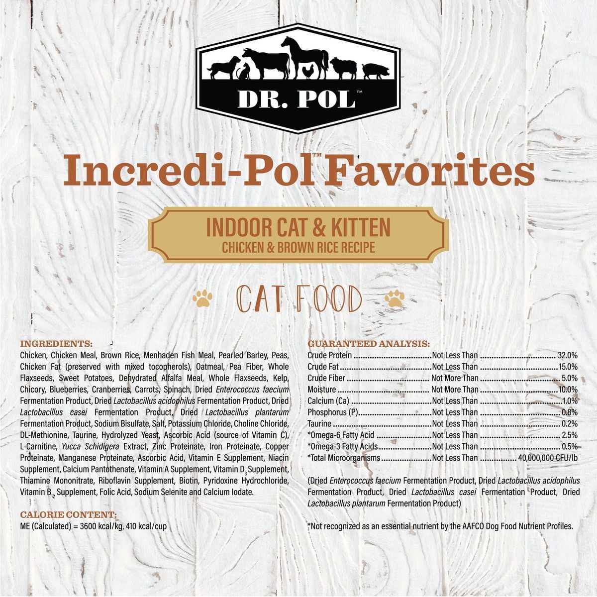 Dr. Pol Incredi-Pol Favorites Indoor Cat and Kitten Chicken and Brown Rice Recipe Cat Food - 18lb