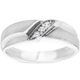 thumbnail image 1 of Mens 1/10ct White Gold Diamond Ring Contour Brushed Three Stone Wedding Band, 1 of 1
