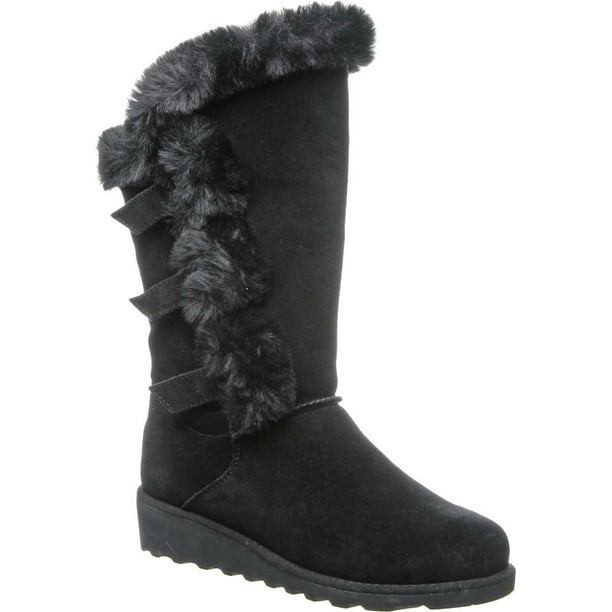 Bearpaw - Women's Bearpaw Genevieve Mid Calf Boot Black II Suede/Fur 7 ...