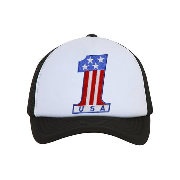 USA #1 Black Trucker Mesh Snapback