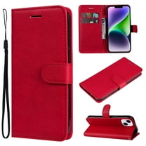 for iPhone 14 Plus Wallet Case, with Credit Card Holder and Wrist Strap, RFID Blocking PU Leather Flip Magnetic Cell Phone Cover Case for iPhone 14 Plus 6.7 inch, Red