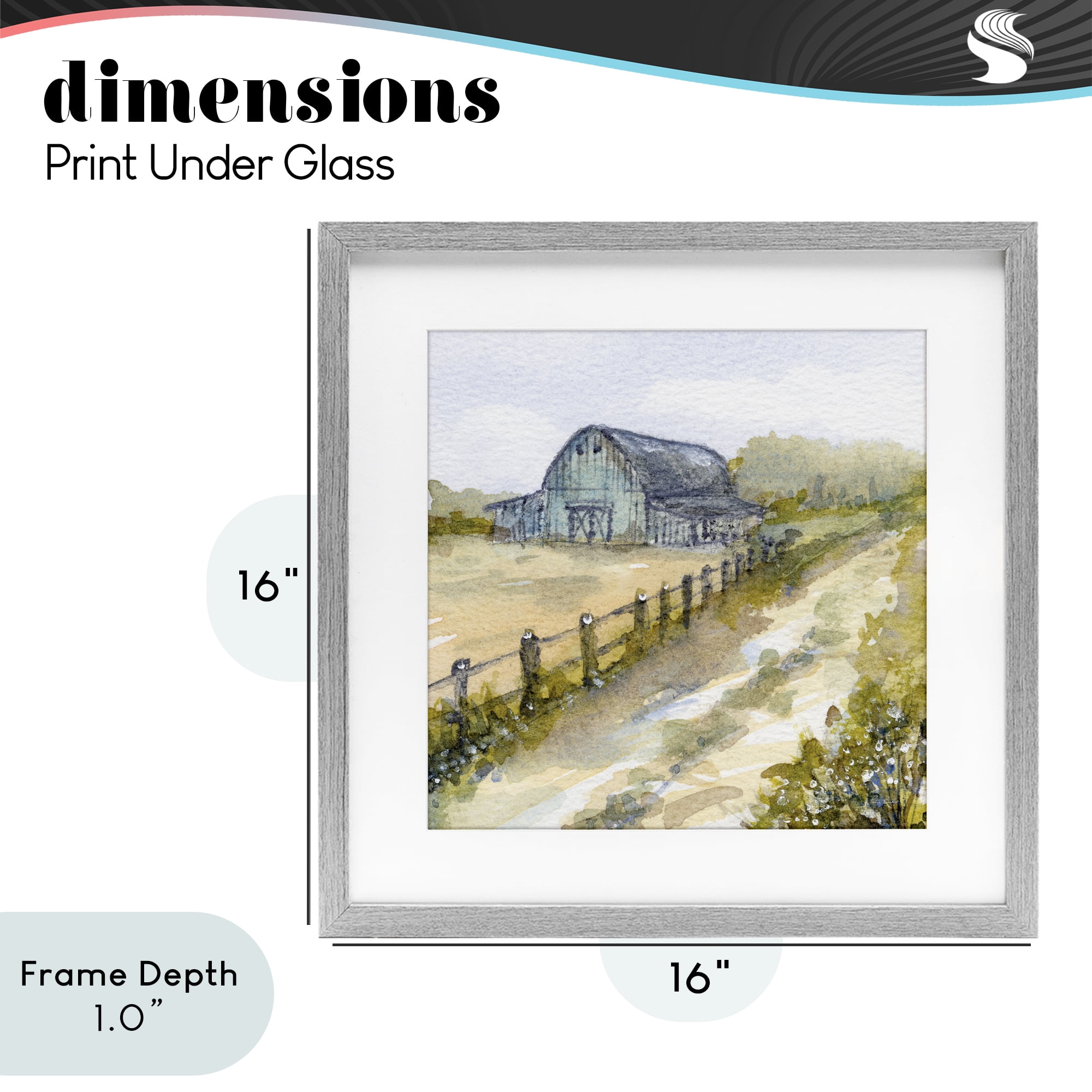 Stupell Industries Blue Barn Lane Gray Framed Print Under Glass, design by Patti Bishop