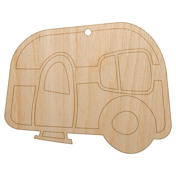 Camper Doodle Wood Holiday Christmas Tree Ornament Unfinished DIY Pre-Drilled Craft