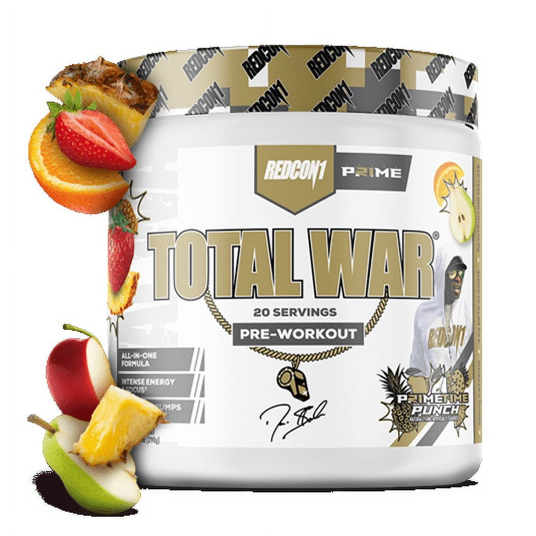 REDCON1 Total War Pre-Workout Powder Beta-Alanine & Citrulline Malate, Primetime Punch, 20 Servings