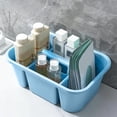 thumbnail image 7 of Multi Compartment Portable Plastic Divided Storage Tote with Handle, Sturdy Multipurpose Organizer Bin for Bathroom Cosmetic Kitchen Household Tool Craft Supplies Organization, Blue, 7 of 7