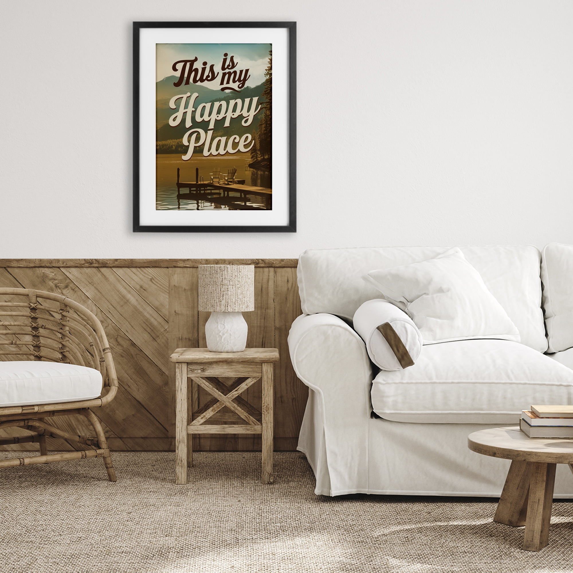 Stupell Industries Vintage My Happy Place Black Framed Print Under Glass, design by Andreas Magnusson