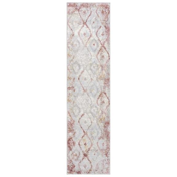 SAFAVIEH Meadow Doncho Diamond Runner Rug, Grey/Pink, 2' x 8'