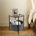 thumbnail image 5 of Round End Side Table, Sofa Side Snack Table with Fabric Storage Basket, Small bed Nightstand for Living Room Bedroom, Wood Top, 5 of 9