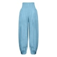 thumbnail image 6 of TaTaai Women's Summer Cotton Linen Solid Color Elastic Drawstring Waist Pants Loose Ankle Cuffed Trousers with Side Pockets Soft Breathable Casual Daily Wear Gift, 6 of 6