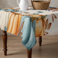 thumbnail image 4 of Orange Blue Fall Table Cloth Waterproof Tablecloths, Thanksgiving Pumpkins Harvest Botanical Rustic Tablecloth Dining Table Cover for Kitchen Party Tabletop Outdoor, Square Tablecloth 60x60 Inch, 4 of 9