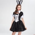 thumbnail image 2 of Mrat Women Halloween Cosplay Mini Dress Outfit Roleplay Party Costume Suit Dress Maid Dress S-47 Black M, 2 of 9