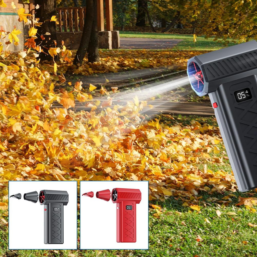 Electric Cordless Mini Turbo Snow Blower, Handheld Leaf Blower with Hurricane Power 6 Gear Adjustable & LED Illumination for Drying, Snow Removal, Cleaning