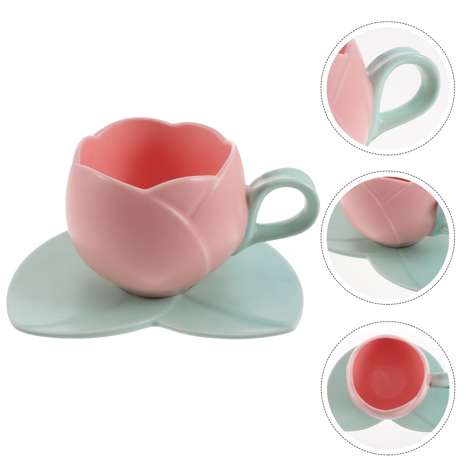 1pc Creative Tulip Ceramic Mug With 3d Relief Flower Design For  Coffee/tea/milk, Office/home Use