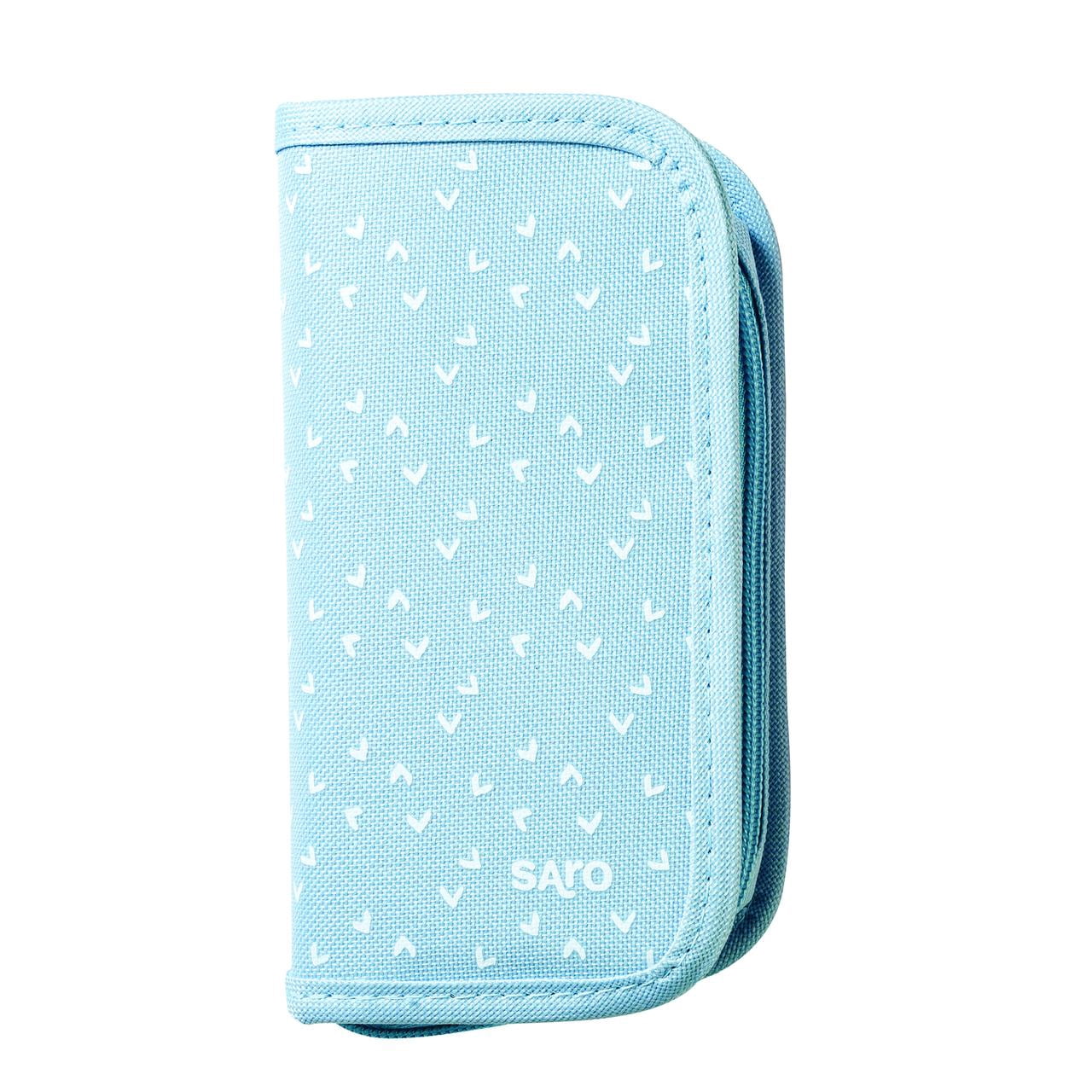 SARO Blue Baby Grooming Kit: Natural Bristle Brush for Gentle Newborn Scalp Care & Travel Case
