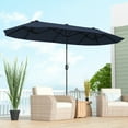 thumbnail image 4 of Gymax 13FT Double-sided Patio Umbrella w/ Crank Handle Umbrella Base Safety Lock Navy, 4 of 10