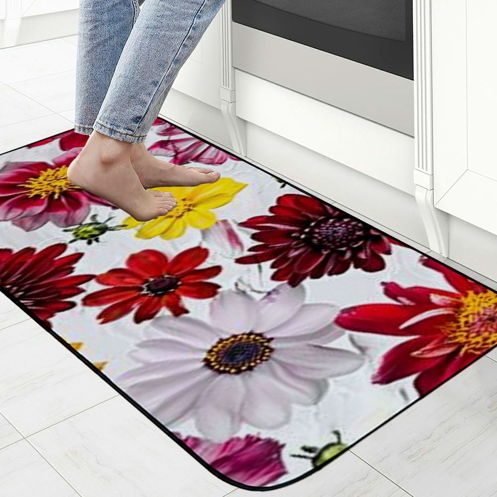 Heduofu Decorative Door Mat, Door Mat with Non-Slip Rubber Backing, Easy Cleaning, Traps Dirt, for Entry, Patio, Garage - Dahlias Autumn Dahlia Garden Dahlia Late Summer 19.68*47.24 in
