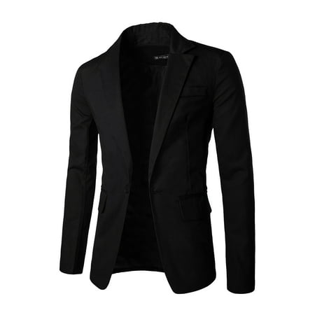 Buttoned Blazer - Unique Bargains Men's Notched Lapel Center-Vent Back One Buttoned Front Blazer