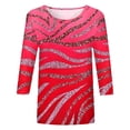 thumbnail image 4 of WEAIXIMIUNG Funny Tshirts Shirts for Women Plus Size Women Spring and Summer Casual Round Neck Three Quarter Sleeve Tshirt Gradient Pattern Print Top, 4 of 4