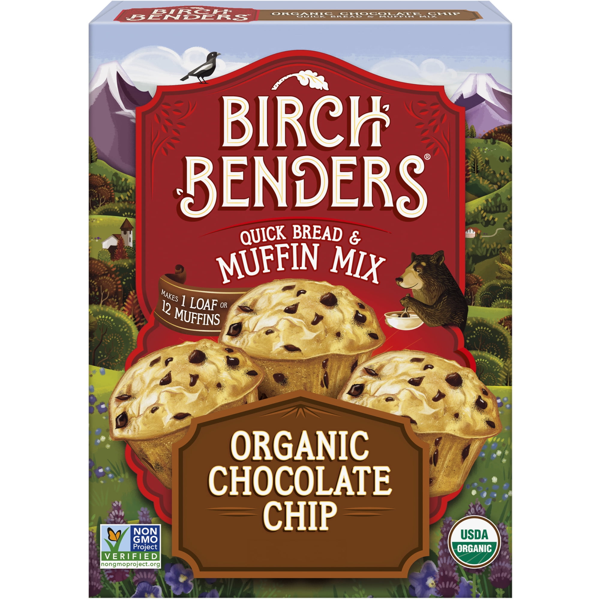 (2 pack) Birch Benders Organic Chocolate Chip Muffin Mix, 14.3 oz Box