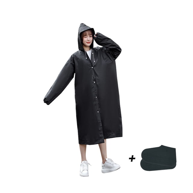 Poncho de Pluie Réutilisable, Imperméable Portable pour Activités Extérieures avec Capuche à Séchage Rapide et Cordon, Taille Universelle Matériau Imperméable pour Hommes Femmes