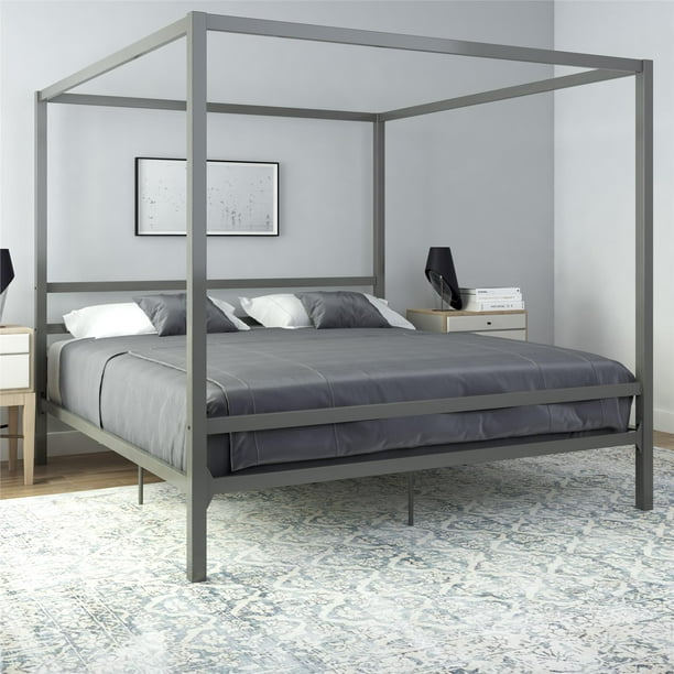Modern Metal Canopy Poster Bed, Metal Canopy California King Bed