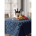 thumbnail image 6 of Navy Blue Table Cloth 60x84 Inch Rectangle, Gradient Diamond Plaid Waterproof Tablecloth Washable Table Cover for Party Picnic Dinner Decor, 6 of 9