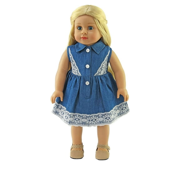 Denim Lace Dress for 18 inch dolls