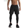 thumbnail image 6 of BadPiggies Men's 2 in 1 Running Compression Tights Pants Quick Dry Athletic Workout Legging with Zipper Pockets Towel Loop (M, Black), 6 of 8