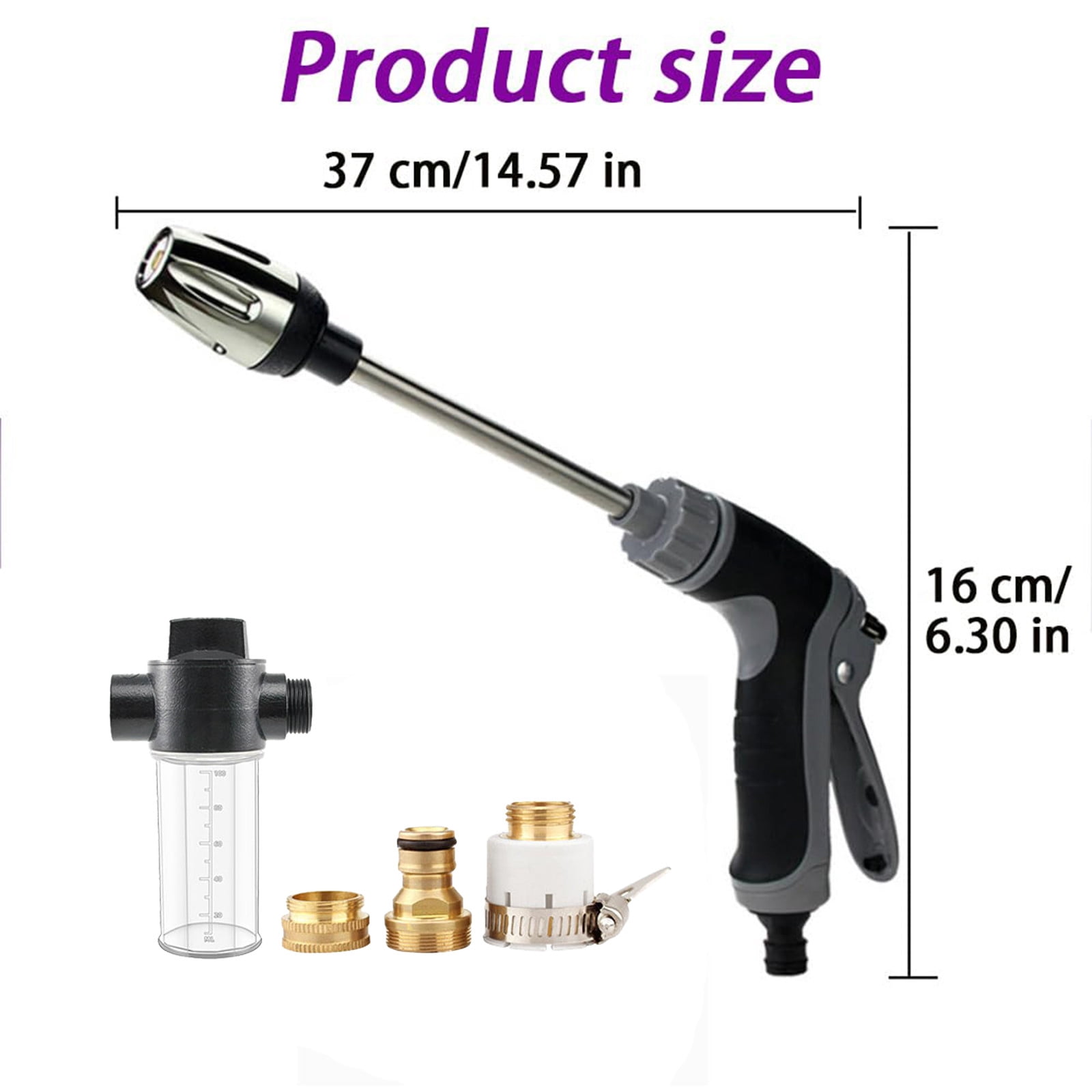 Hosehawk Pro Rust-Proof Pressure Washer, Electroplated Shell & Comfort Grip, 360° Adjustable Spray for Pet Bathing & Car Washing