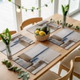 thumbnail image 5 of Beige Brown Blue Placemats for Dinning Table Set of 6, Vintage Abstract Mottled Texture Burlap Kitchen Place Mats Waterproof Cloth Table Mats, Indoor Outdoor Placemats Easy Clean Dinner Decor, 5 of 8