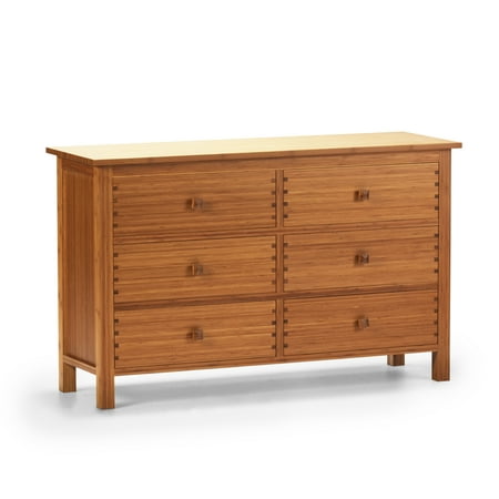Greenington Hosta Six Drawer Dresser In Classic Bamboo Walmart Com