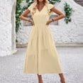 thumbnail image 3 of Womens Summer Maxi Boho Beach Dress Floral Print Dress V Neck Short Sleeve Drawstring High Waist Flowy Long Midi Dresses, 3 of 8