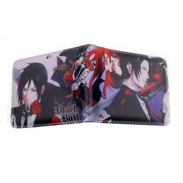 Wallet Blacks Butlers con personajes de anime, delgada y plegable, de poliuretano