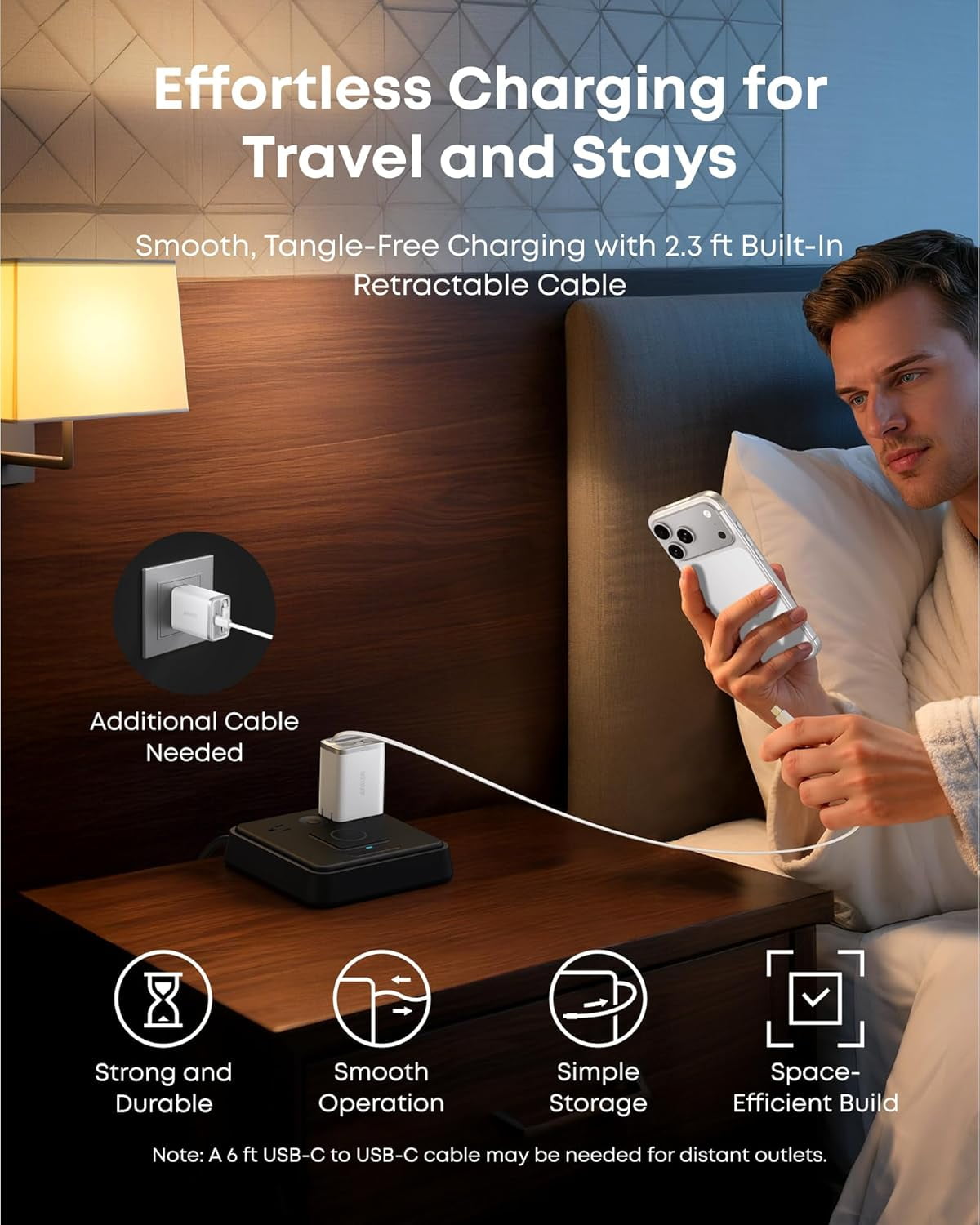 Anker Nano USB C Charger Block, 35W Max 2-Port High-Speed Compact Charger with Durable Built-in Anker InstaCord Retractable Cable