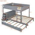 thumbnail image 7 of Full-Over-Full Bunk Bed with Twin size Trundle & Full-Length Guardrail, Wood Bunk Bed Frame with Storage & Build-in Desk, Gray, 7 of 7