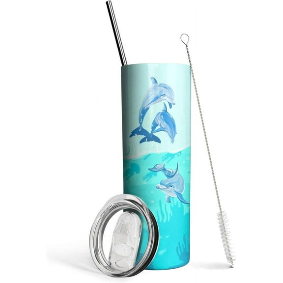 Waykingo 20 oz Dolphin Insulated Tumbler Glass