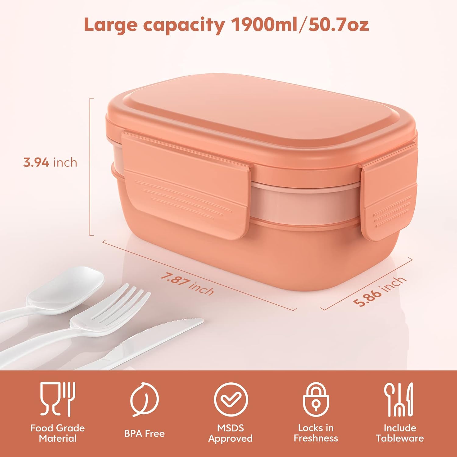 Adult Lunch Box,3 Stackable Bento Lunch Containers for Adults, Modern Minimalist Design Bento Box with Utensil Set, Leak-Proof Lunchbox for Dining Out, Work, Picnic