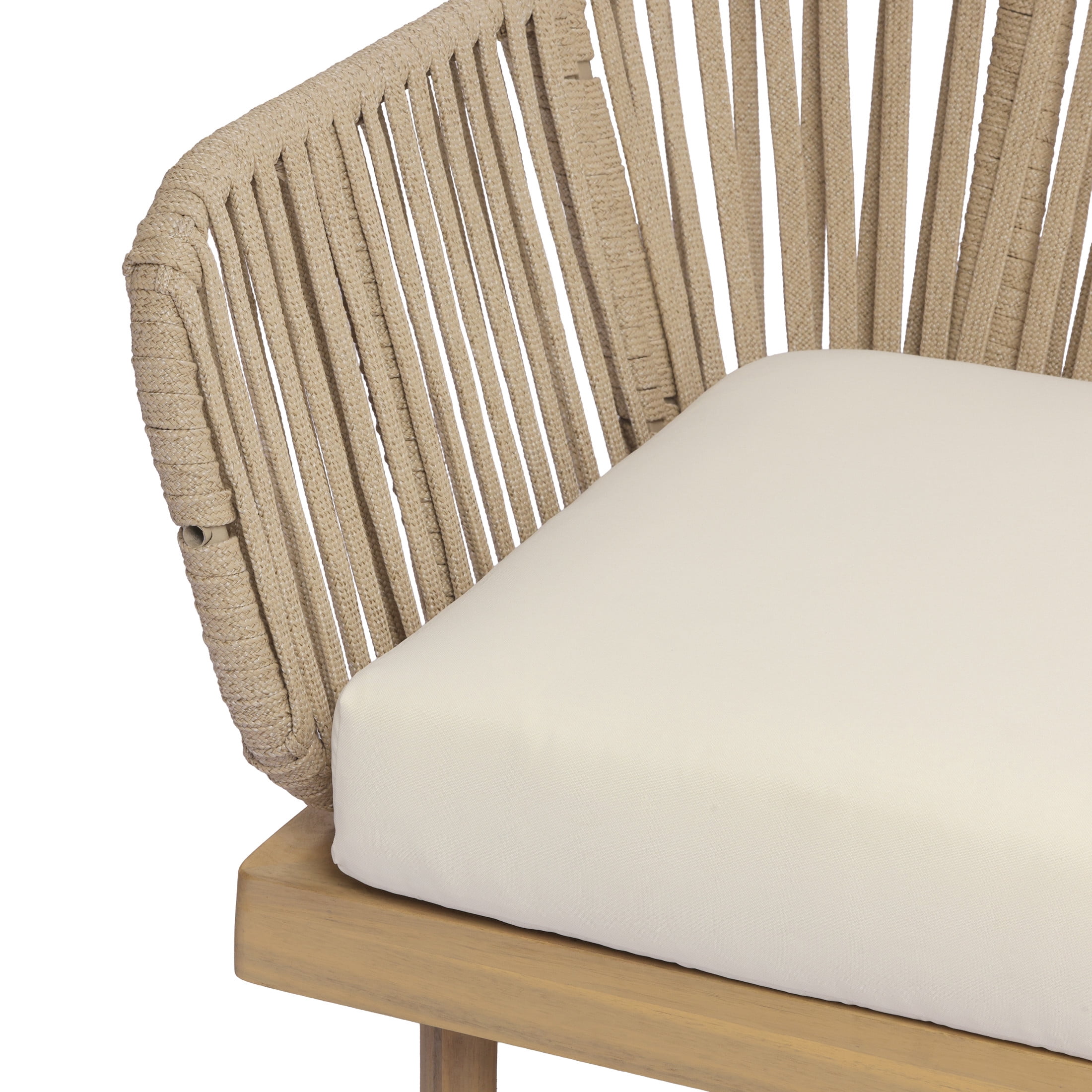 Christopher Knight Home 6-Piece Outdoor Sectional Sofa Set with Rope Back and Cushions, Teak+Beige