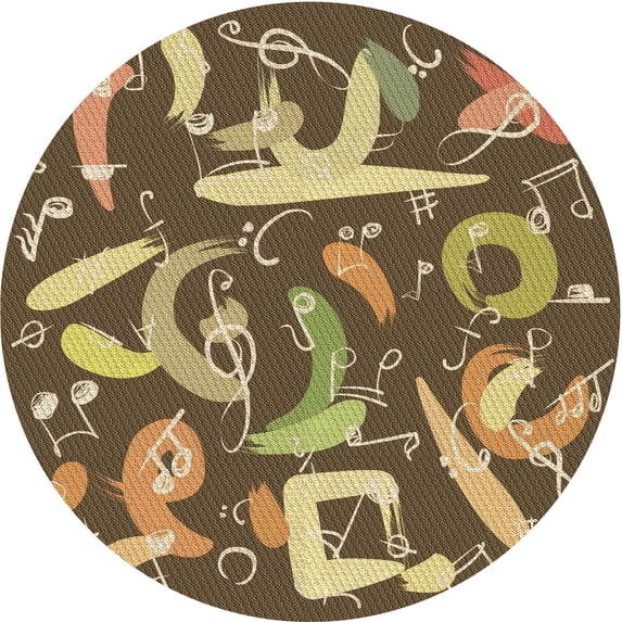Ahgly Company Machine Washable Indoor Round Transitional Metallic Gold Area Rugs, 4' Round