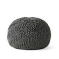 thumbnail image 2 of Statham Cotton Knitted Round Pouf, Dark Gray, 20" x 14", 2 of 7