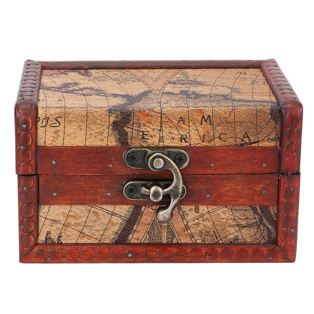 Caja de almacenamiento de madera pequeña con tapa abatible, organizador de joyas vintage, decoración del hogar