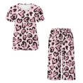 thumbnail image 5 of DISNIMO Leopard Print Pajama Set for Women, Comfy Sleepwear Summer 2 Piece Pjs Set Short Sleeve Tops and Capri Pant Loungewear, L, 5 of 7