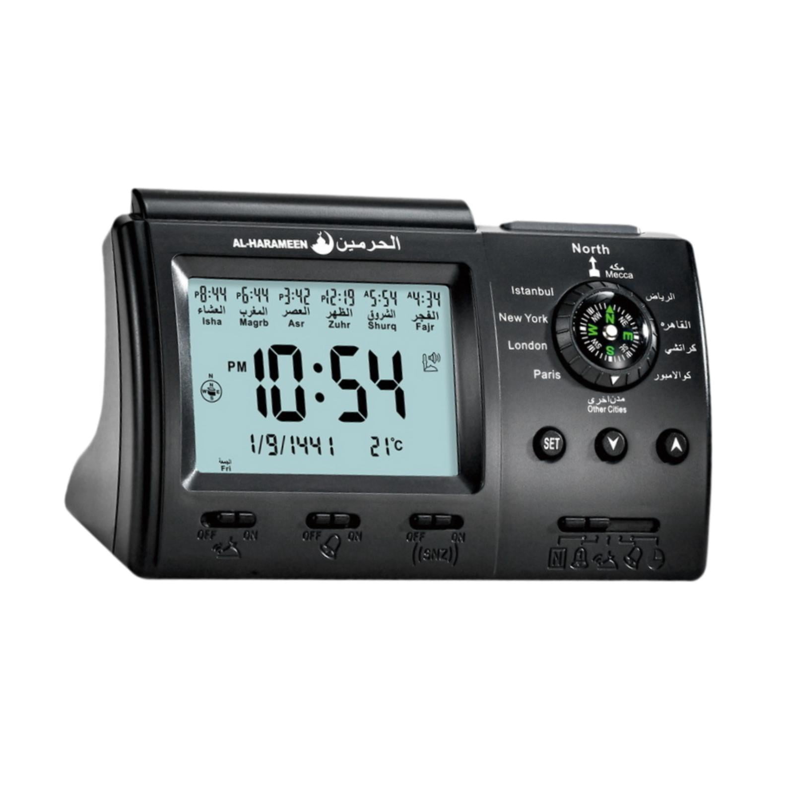Esquirla Azan Alarm Clock Date Azan Athan Prayer Clock for Living Room Indoor Bedroom Black