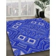 thumbnail image 3 of Ahgly Company Machine Washable Indoor Round Transitional Light Slate Blue Area Rugs, 5' Round, 3 of 7