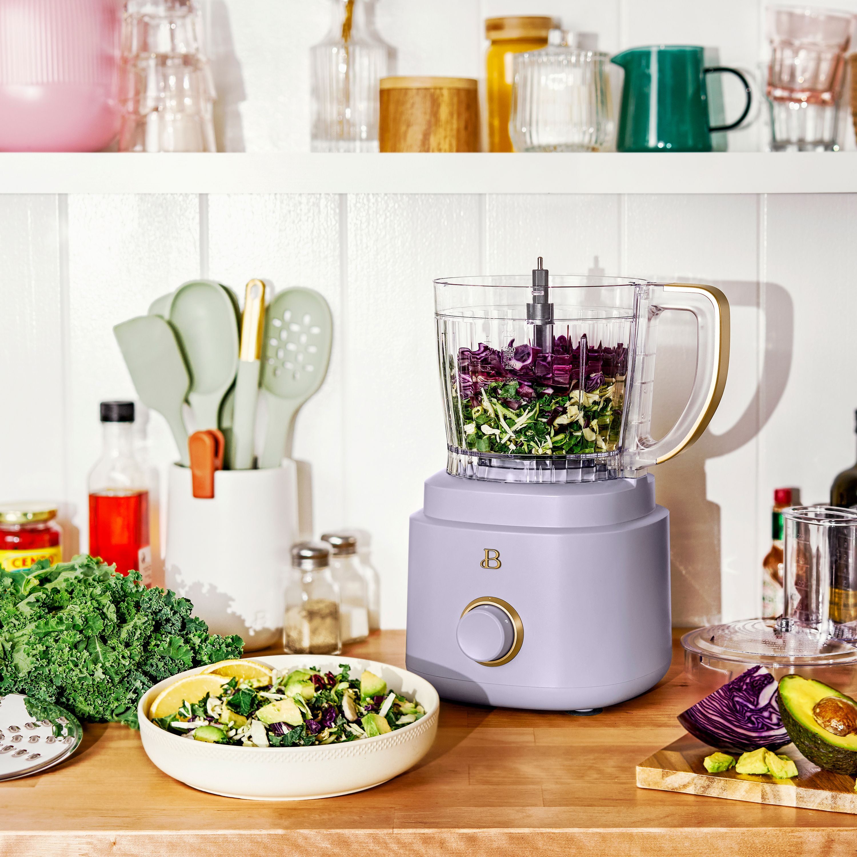 Beautiful 10-Cup Food Processor with Accessories, Lavender by Drew Barrymore