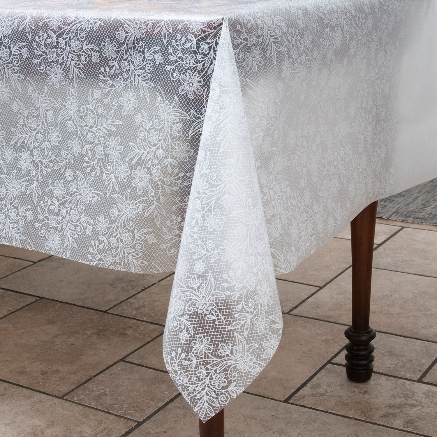 Magic Cover Rolled 54 Inch Vinyl Clear - Vintage Lace, by the yard